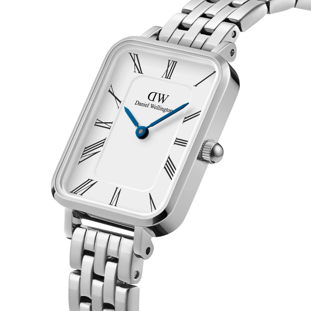 Daniel Wellington 20x26 Quadro Roman Numerals 5-Link Silver Watch