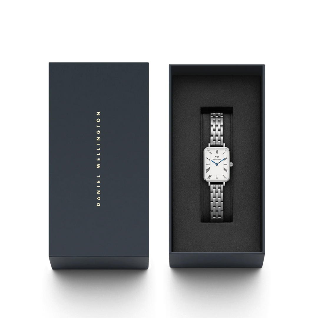 Daniel Wellington 20x26 Quadro Roman Numerals 5-Link Silver Watch