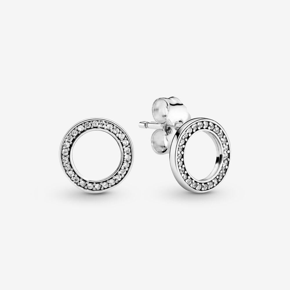 Pandora Sterling Silver CZ Forever Circle Stud Earrings 290585cz